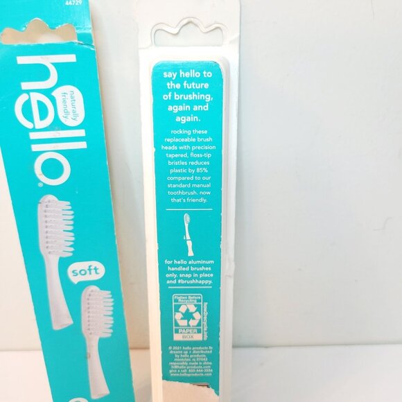 hello Brand Soft Replaceable Brush Heads 2 Packs of 2 Toothbrush Heads - Picture 2 of 2